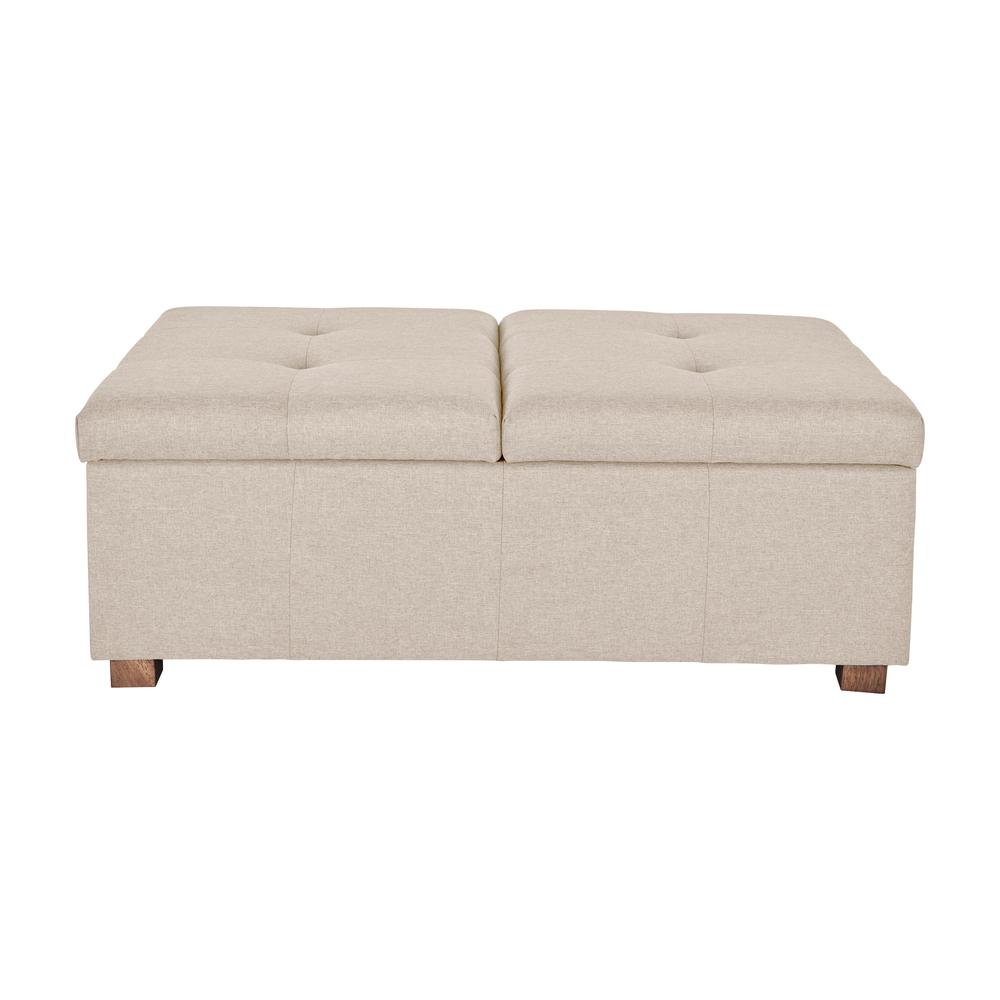 CorLiving Double Storage Ottoman Bench, Beige. Picture 1