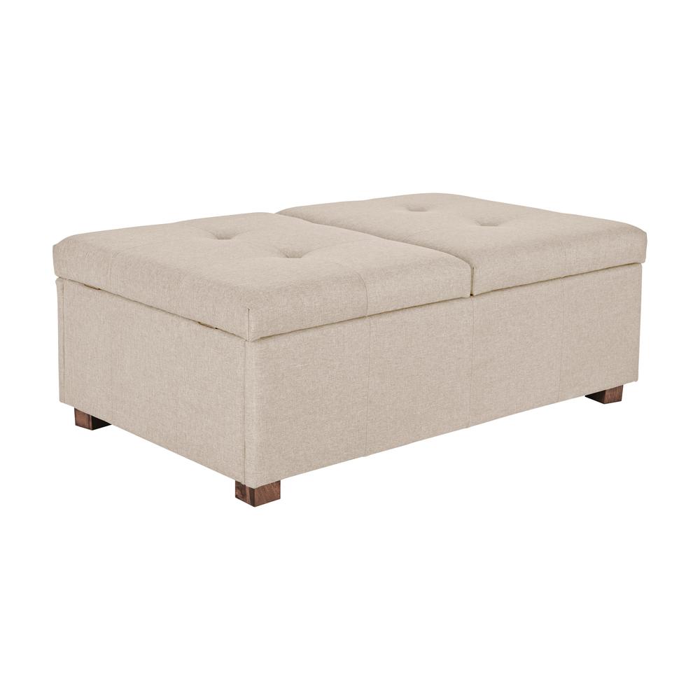 CorLiving Double Storage Ottoman Bench, Beige. Picture 2