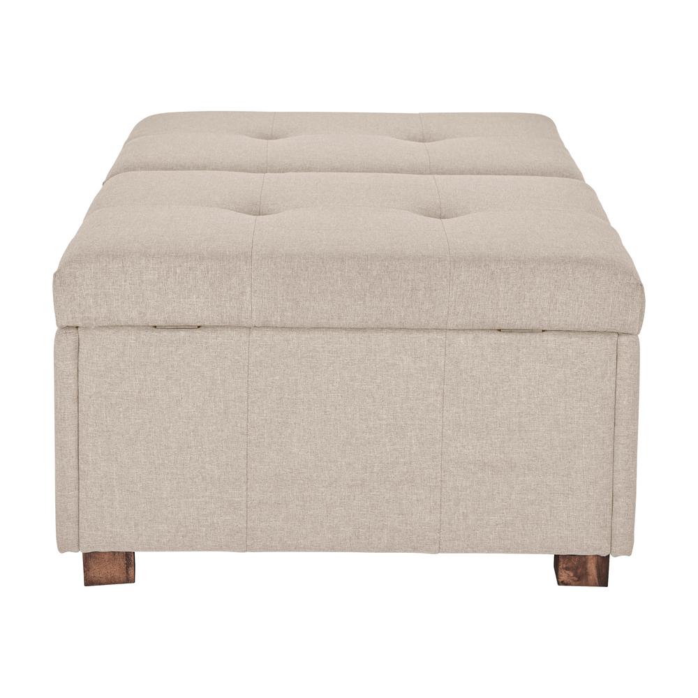 CorLiving Double Storage Ottoman Bench, Beige. Picture 4