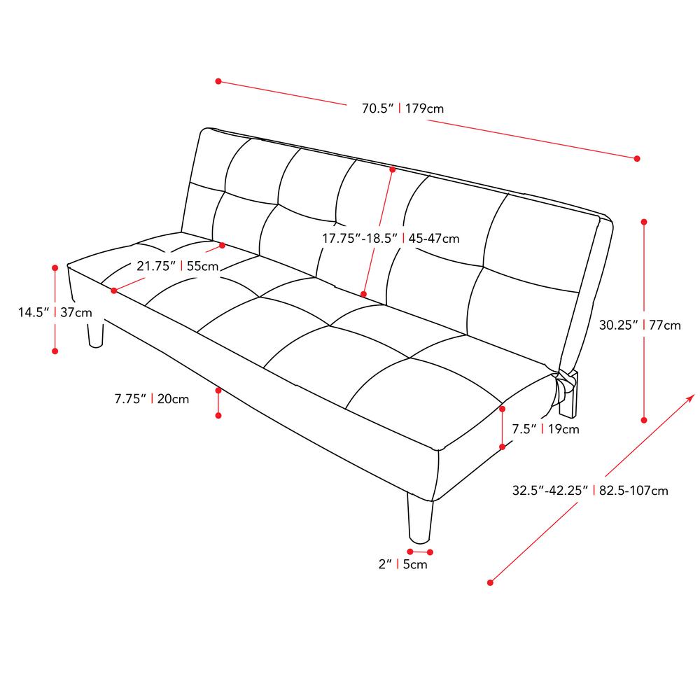 Convertible Futon Sofa Bed with Textured Dark Grey Mattress. Picture 6