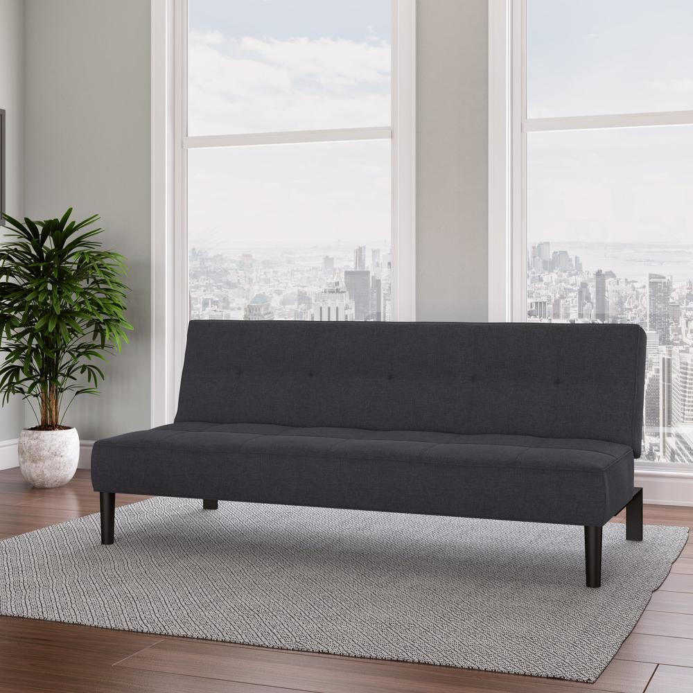 Convertible Futon Sofa Bed with Textured Dark Grey Mattress. Picture 5