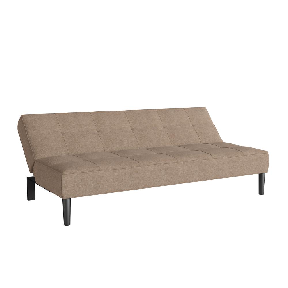Convertible Futon Sofa Bed with Textured Cinnamon Beige Mattress. Picture 2