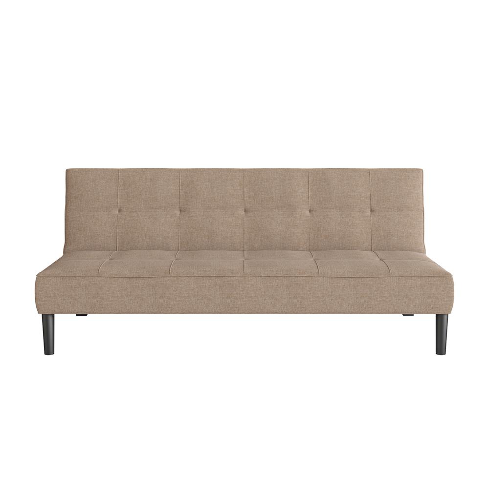 Convertible Futon Sofa Bed with Textured Cinnamon Beige Mattress. Picture 4
