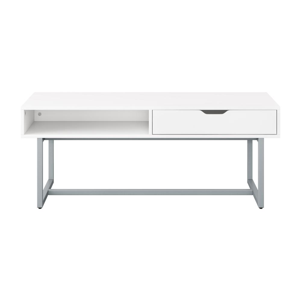 CorLiving Auston Single Drawer White Coffee Table. Picture 1