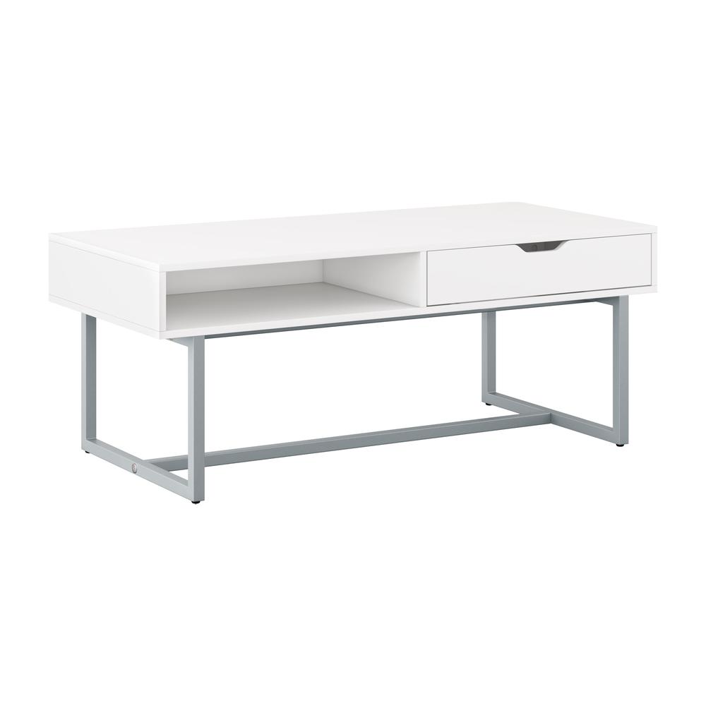 CorLiving Auston Single Drawer White Coffee Table. Picture 3