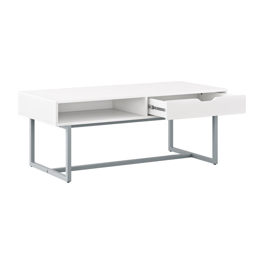 CorLiving Auston Single Drawer White Coffee Table. Picture 4