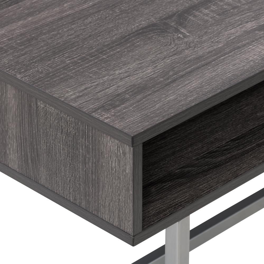 CorLiving Auston Single Drawer Grey Wood Grain Finish Coffee Table. Picture 10