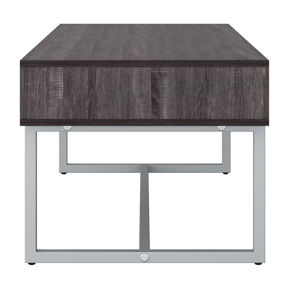 CorLiving Auston Single Drawer Grey Wood Grain Finish Coffee Table. Picture 5