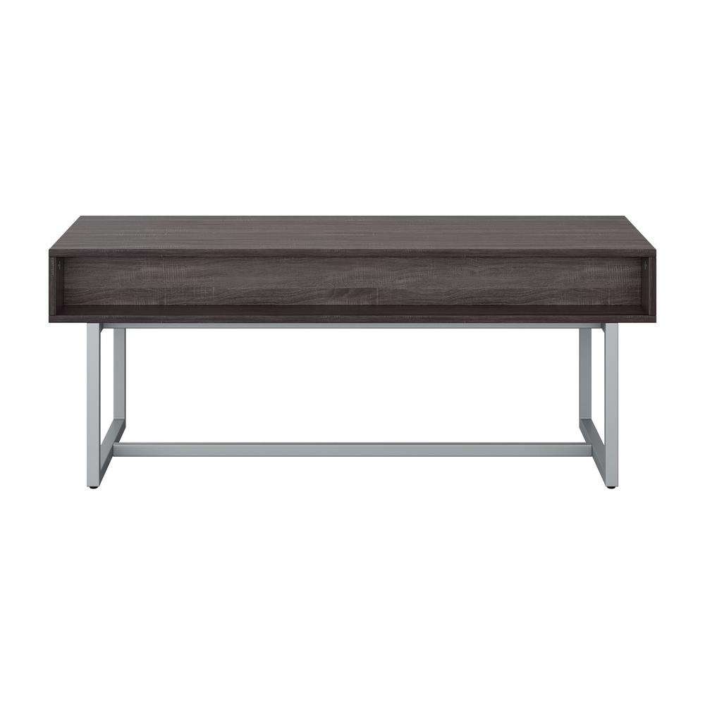 CorLiving Auston Single Drawer Grey Wood Grain Finish Coffee Table. Picture 8