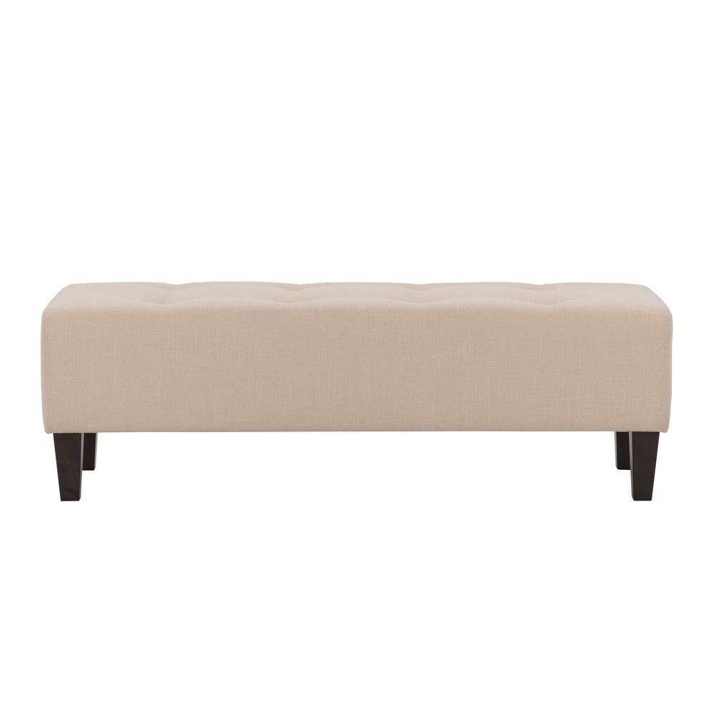 Cream Fabric Button-Tufted Accent Bench. Picture 2