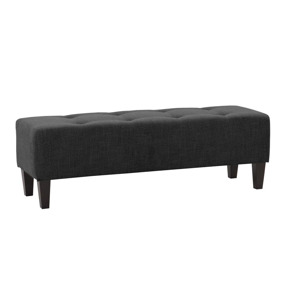 Dark Grey Fabric Button-Tufted Accent Bench. Picture 1