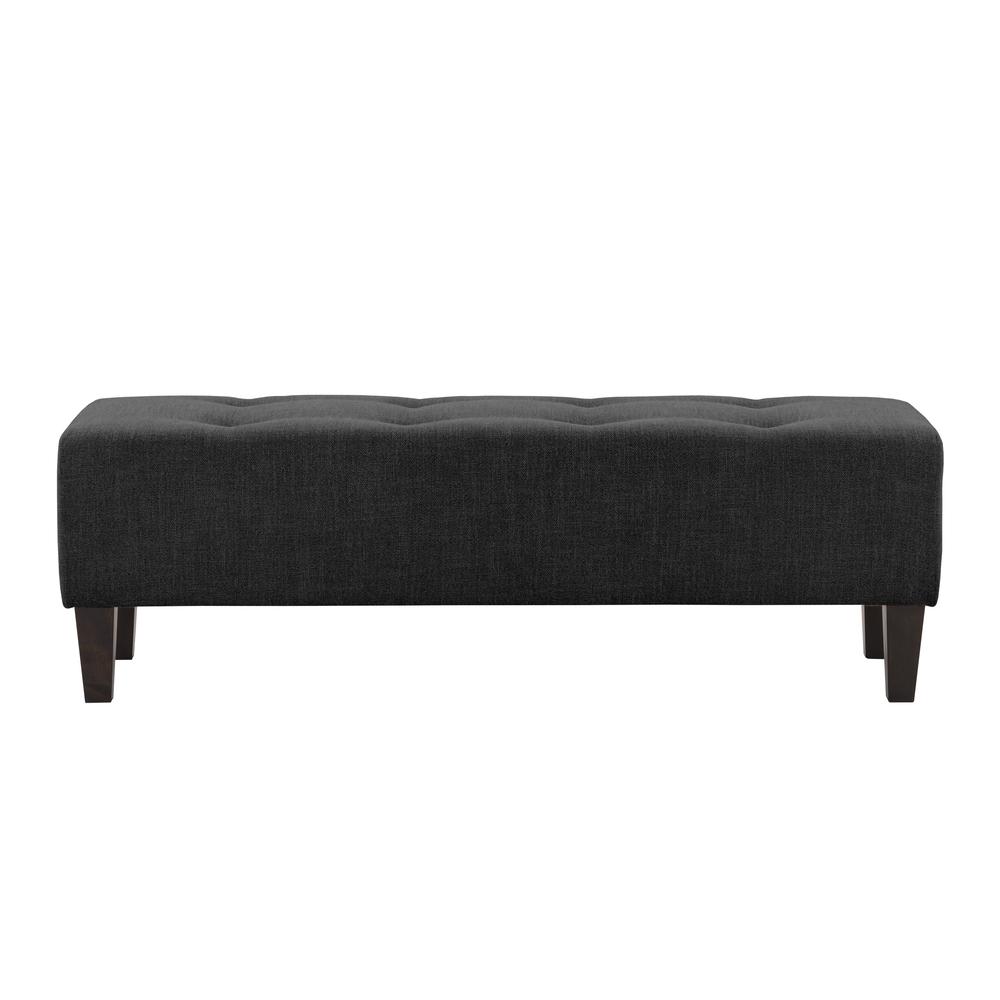Dark Grey Fabric Button-Tufted Accent Bench. Picture 2