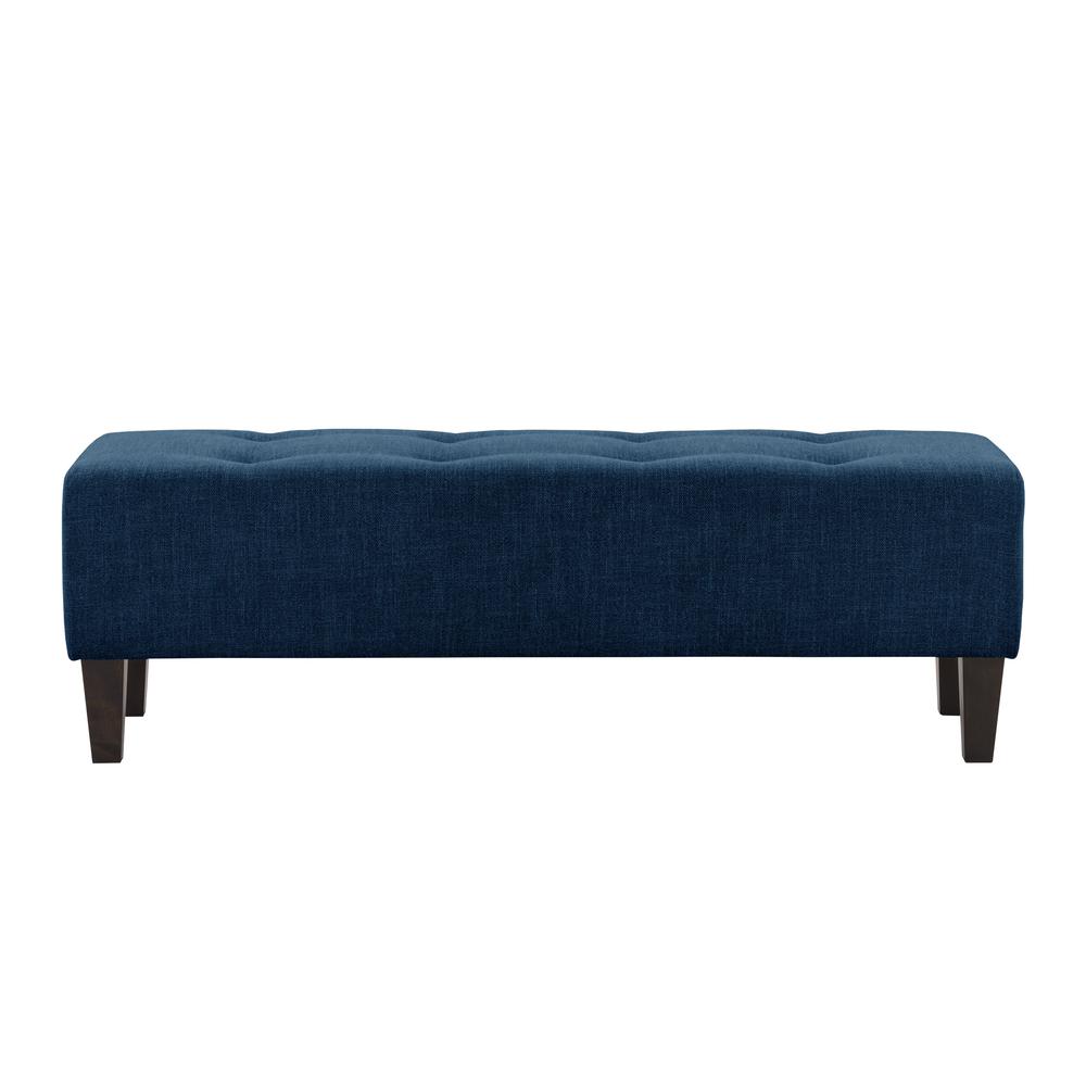 Navy Blue Fabric Button-Tufted Accent Bench. Picture 2