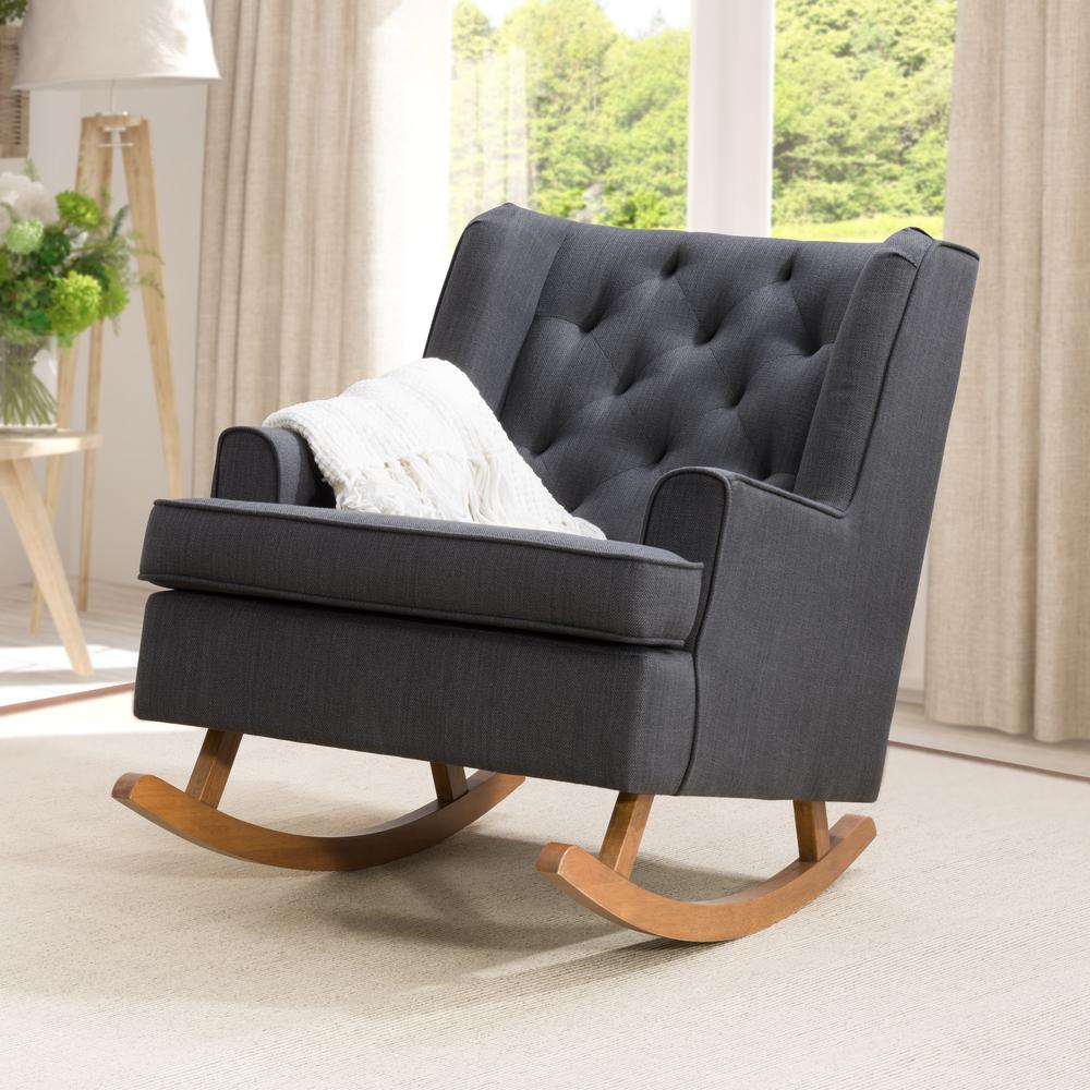 CorLiving Boston Dark GreyTufted Fabric Rocking Chair. Picture 5