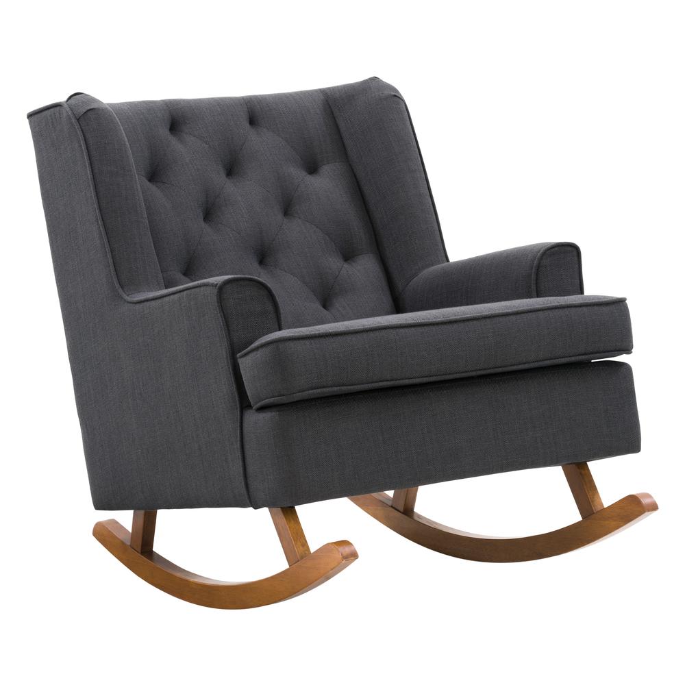 CorLiving Boston Dark GreyTufted Fabric Rocking Chair. Picture 1