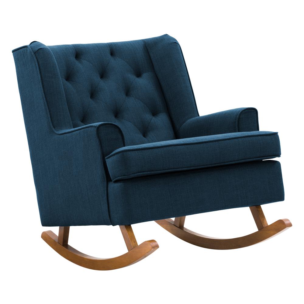 CorLiving Boston Navy Blue Tufted Fabric Rocking Chair. The main picture.