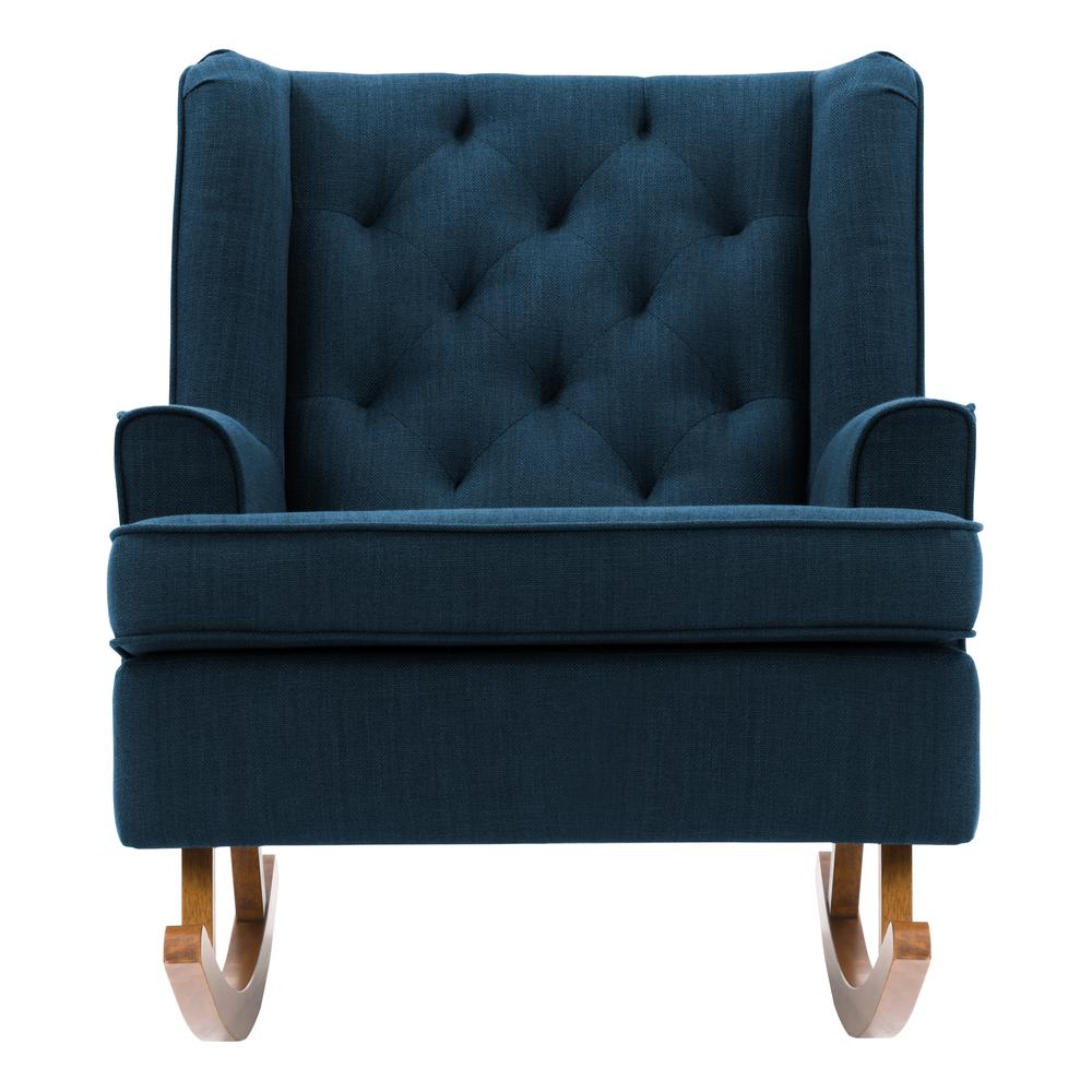 CorLiving Boston Navy Blue Tufted Fabric Rocking Chair. Picture 2