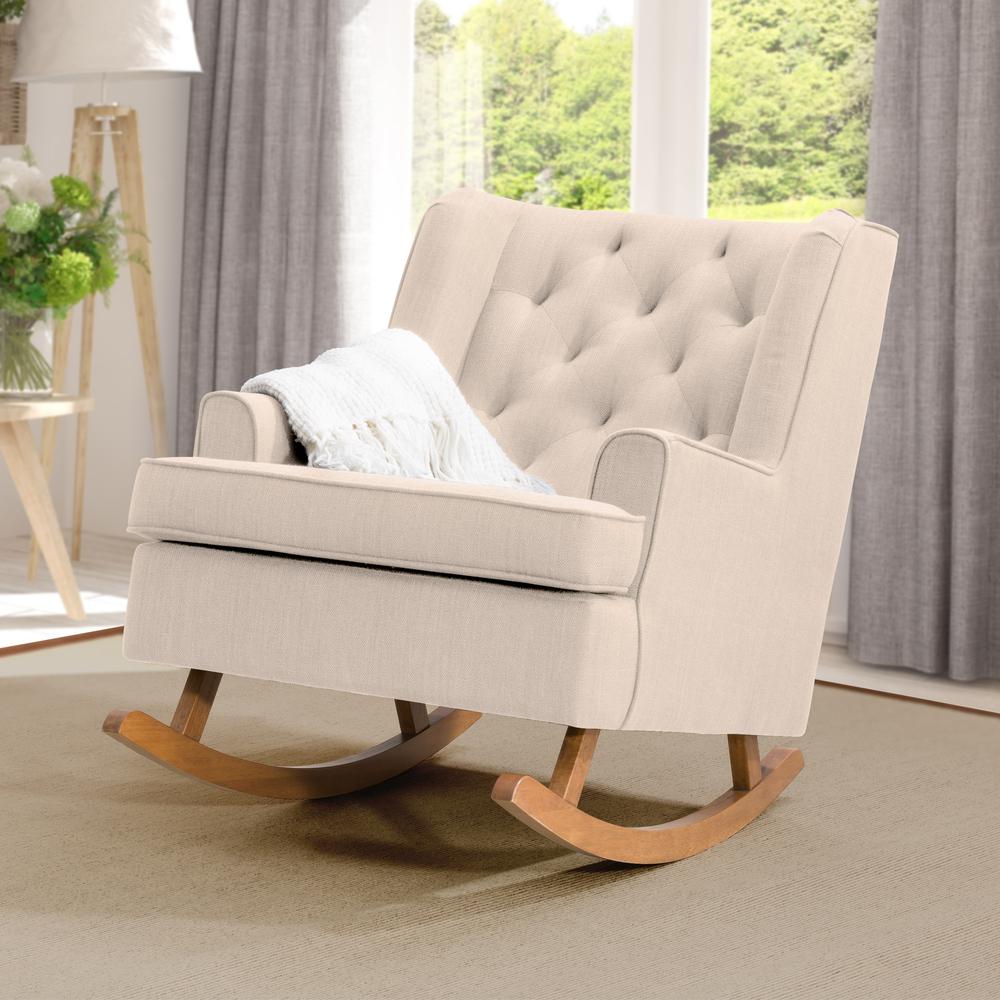 CorLiving Boston Beige Tufted Fabric Rocking Chair. Picture 5