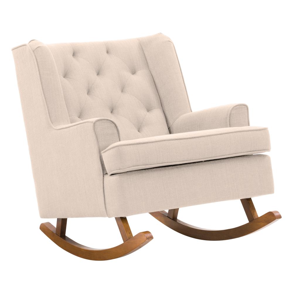 CorLiving Boston Beige Tufted Fabric Rocking Chair. Picture 1