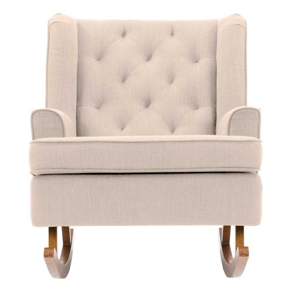 CorLiving Boston Beige Tufted Fabric Rocking Chair. Picture 2