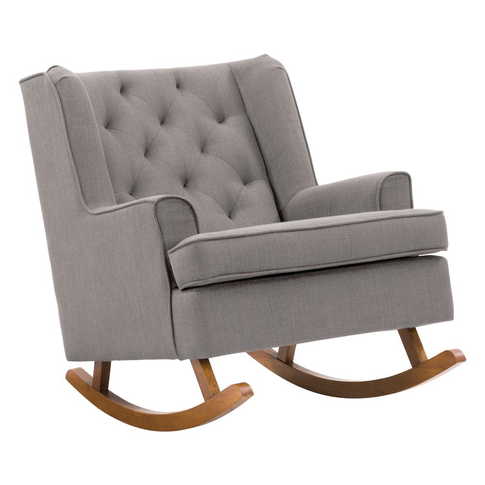 CorLiving Boston Light Grey Tufted Fabric Rocking Chair. Picture 1
