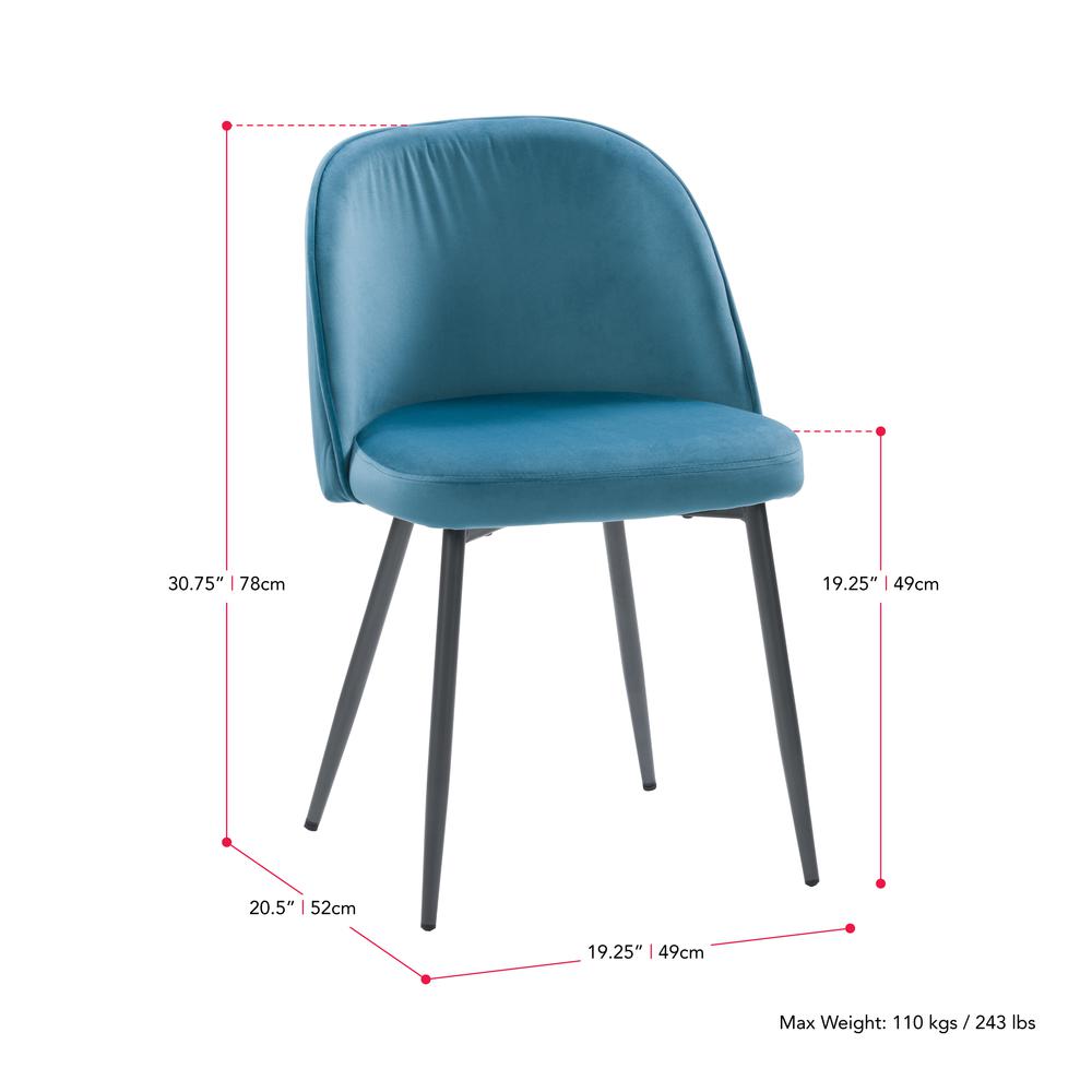CorLiving Ayla Velvet Upholstered Side Chair in Blue. Picture 9