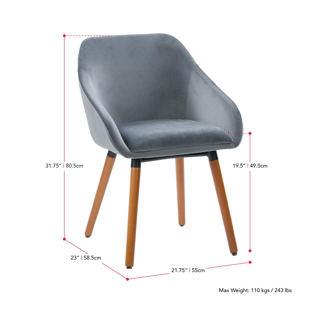CorLiving Ayla Velvet Side Chair in Grey. Picture 9