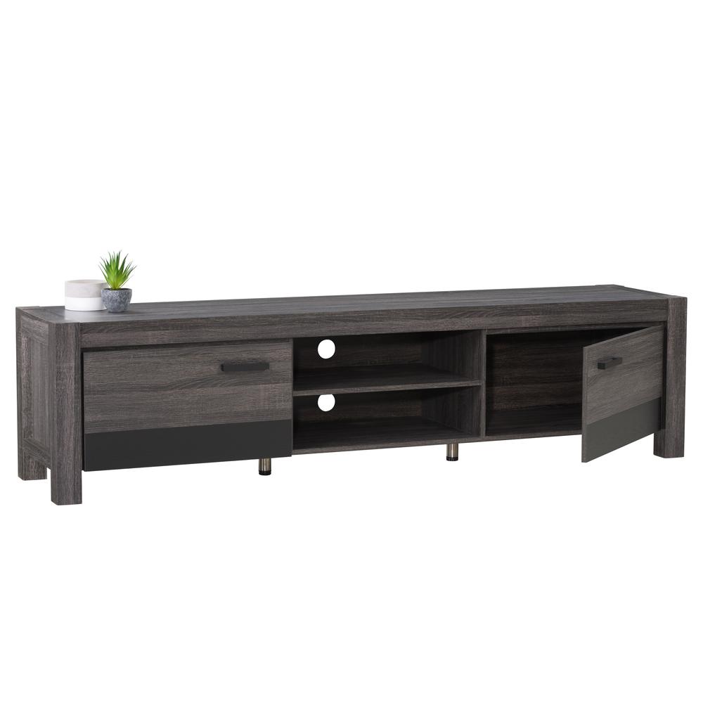 Distressed Carbon Grey with Black Duotone Chunky TV Bench for TVs up to 90". Picture 2
