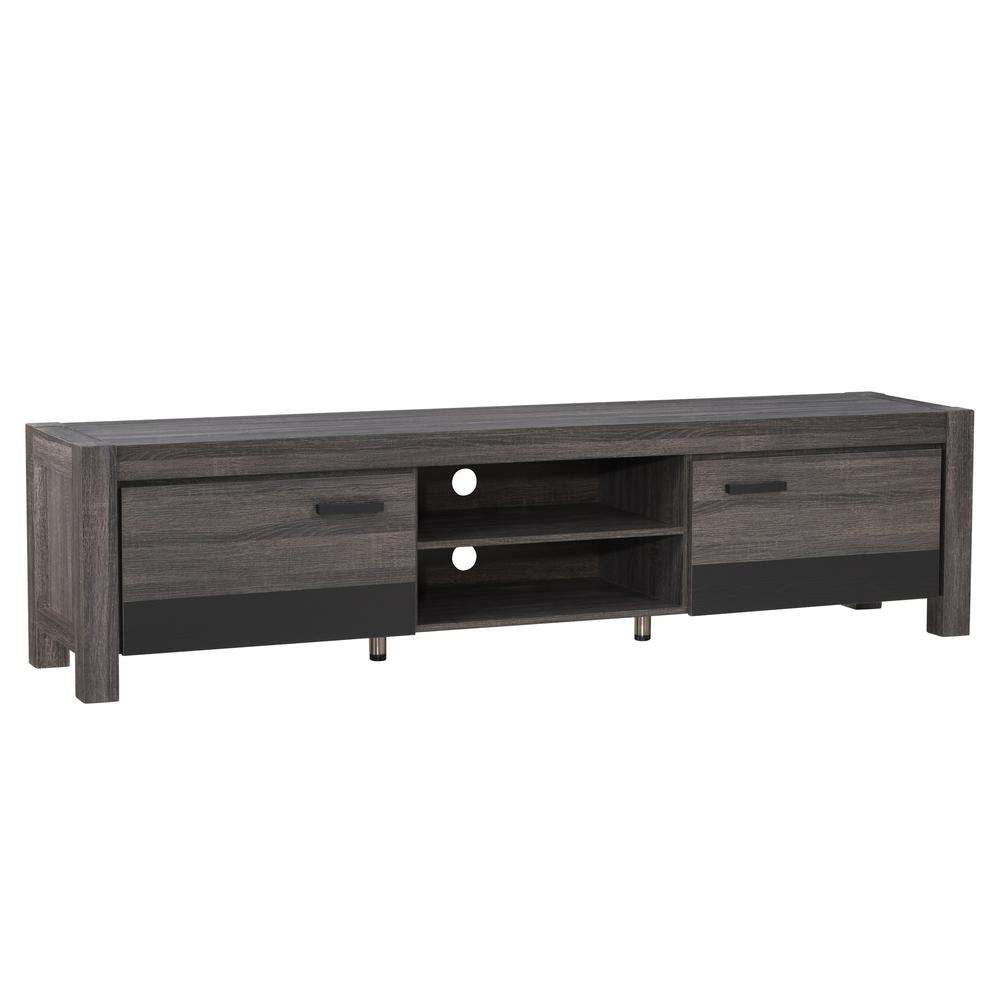 Distressed Carbon Grey with Black Duotone Chunky TV Bench for TVs up to 90". Picture 3