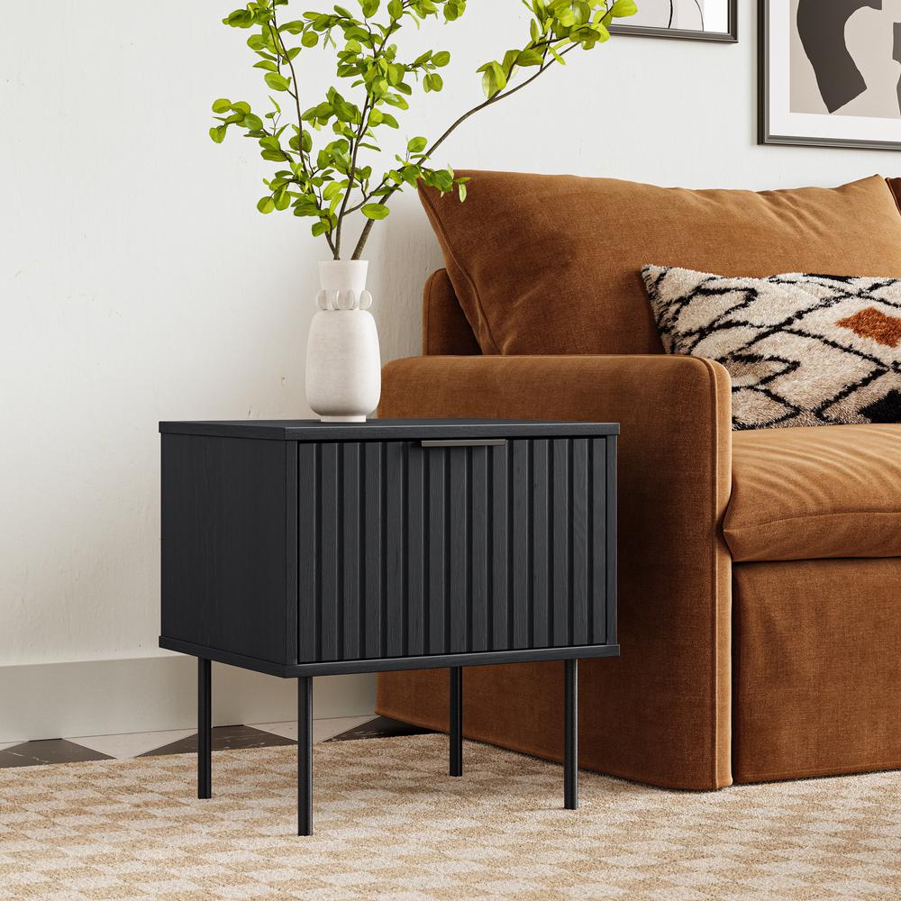 Lysander Black Fluted Side Table. Picture 4