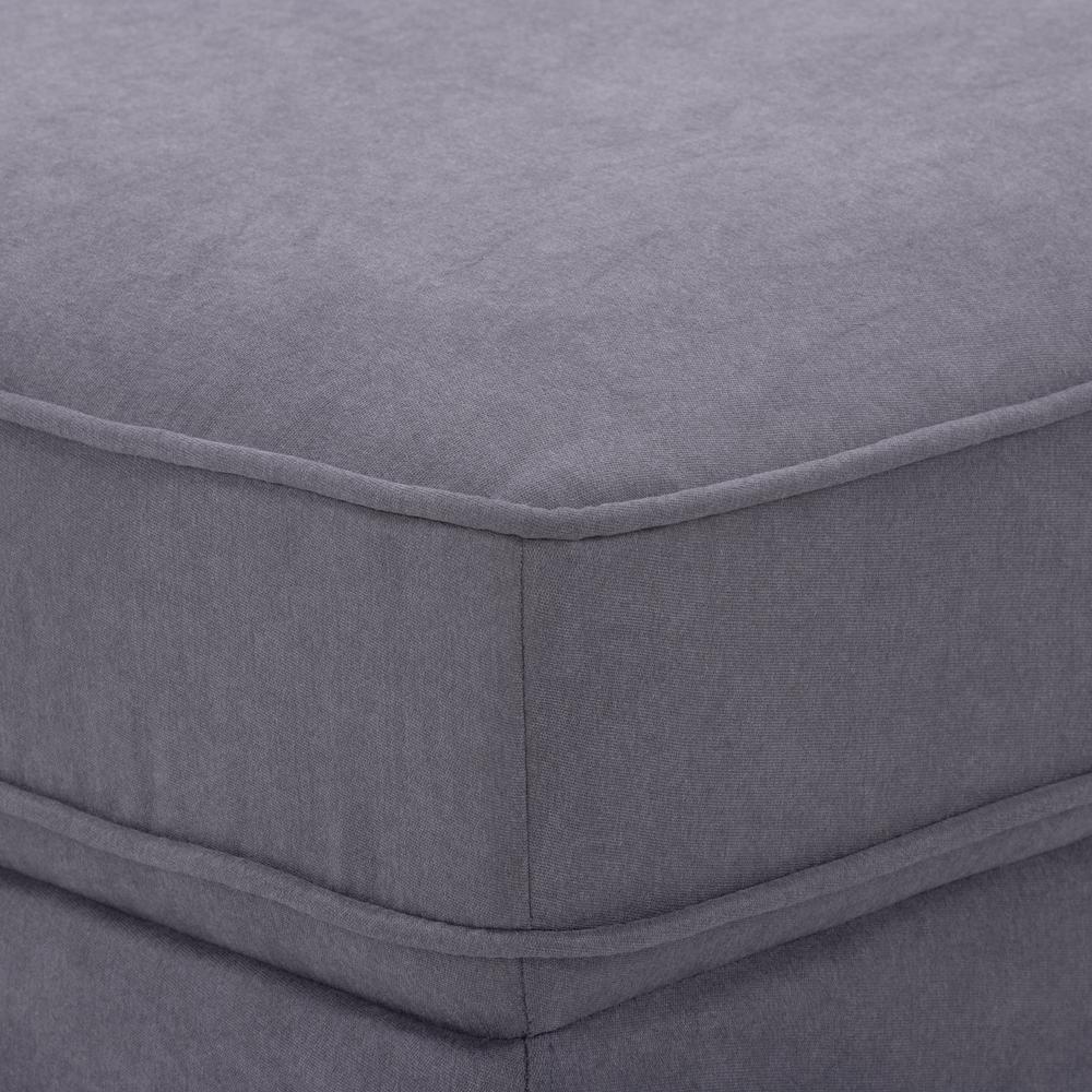 CorLiving Mulberry Fabric Upholstered Modern Ottoman, Grey. Picture 7