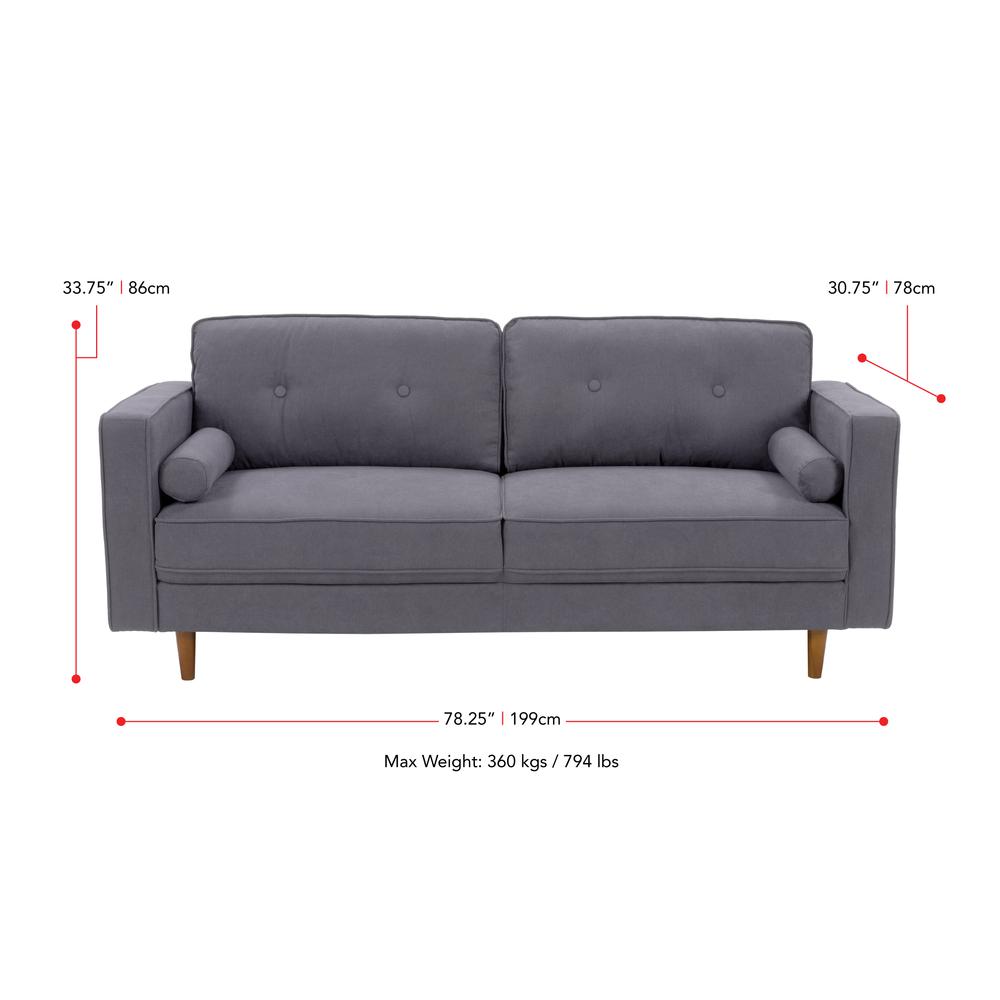CorLiving Mulberry Fabric Upholstered Modern Sofa, Grey. Picture 7