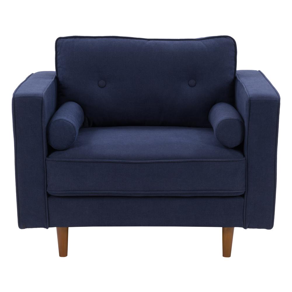 CorLiving Mulberry Fabric Upholstered Modern Accent Chair, Navy Blue. Picture 1