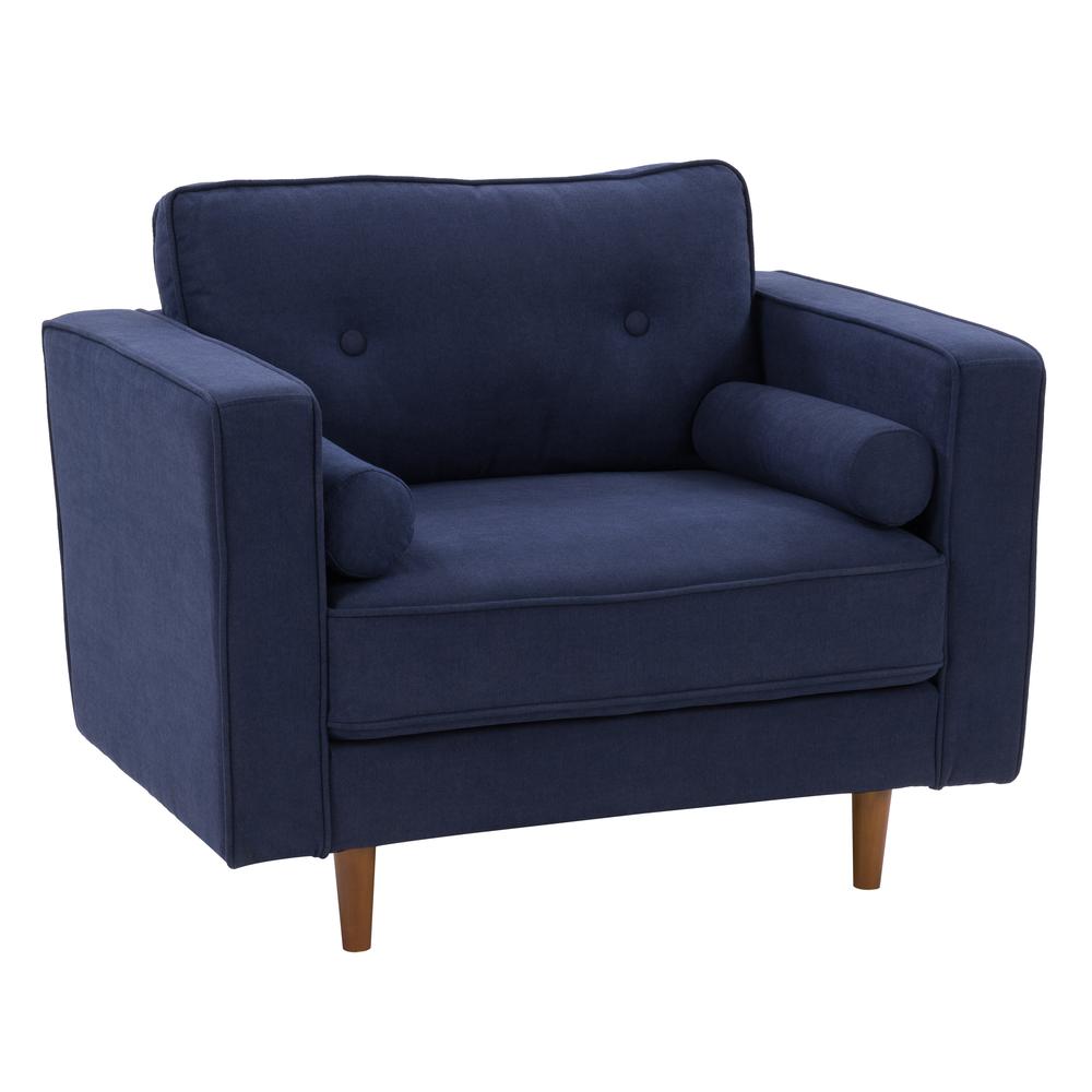 CorLiving Mulberry Fabric Upholstered Modern Accent Chair, Navy Blue. Picture 3