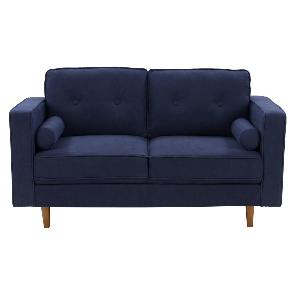 CorLiving Mulberry Fabric Upholstered Modern Loveseat, Navy Blue. The main picture.