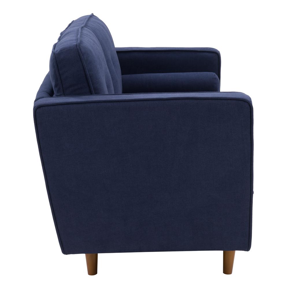 CorLiving Mulberry Fabric Upholstered Modern Loveseat, Navy Blue. Picture 4