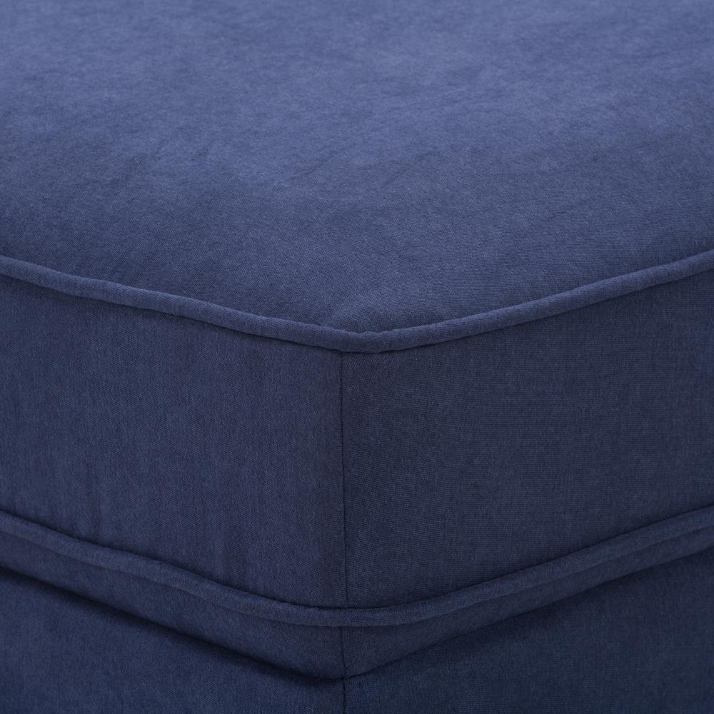 CorLiving Mulberry Fabric Upholstered Modern Ottoman, Navy Blue. Picture 7