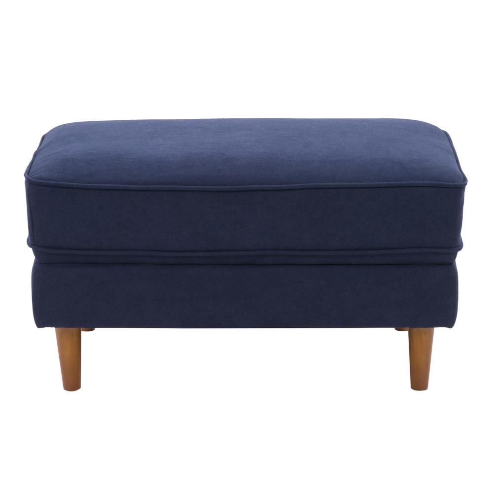 CorLiving Mulberry Fabric Upholstered Modern Ottoman, Navy Blue. Picture 1