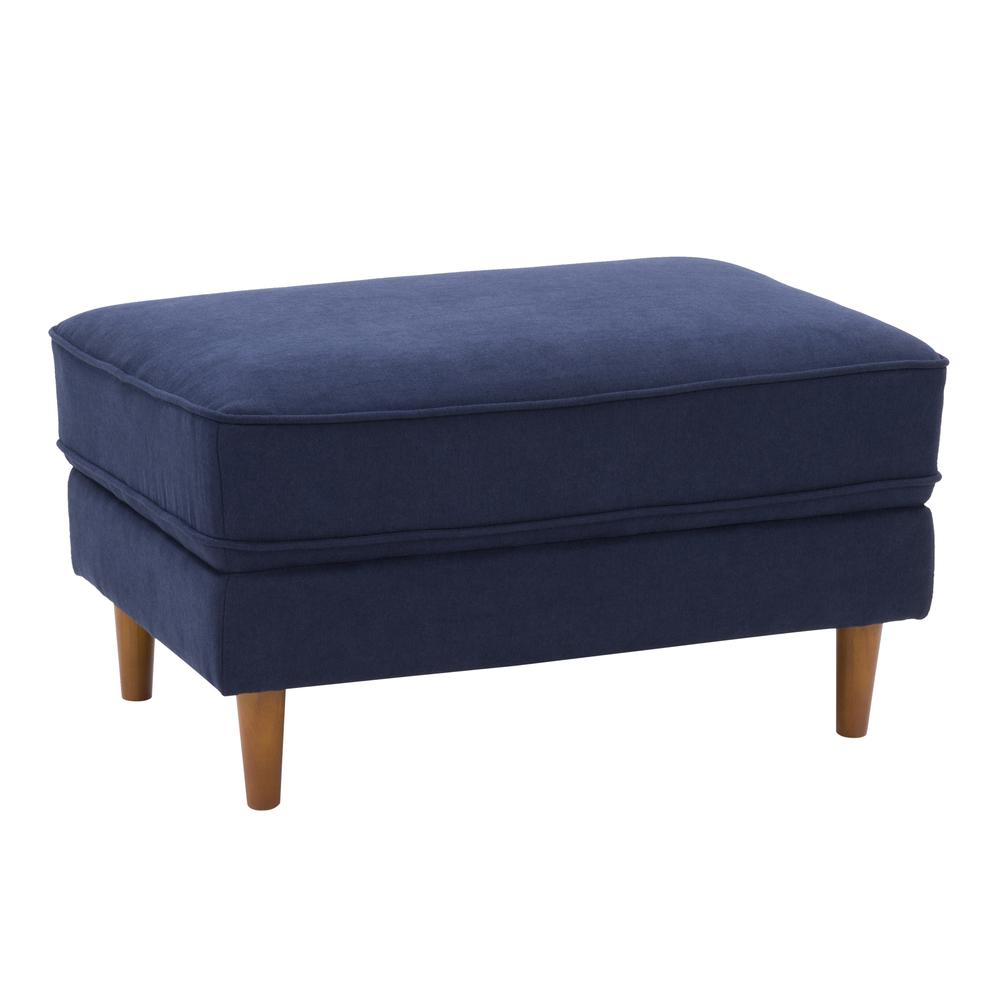 CorLiving Mulberry Fabric Upholstered Modern Ottoman, Navy Blue. Picture 3