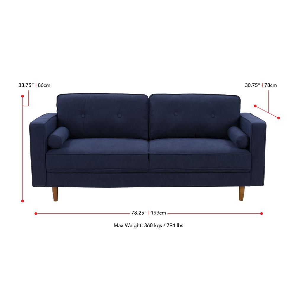 CorLiving Mulberry Fabric Upholstered Modern Sofa, Navy Blue. Picture 7