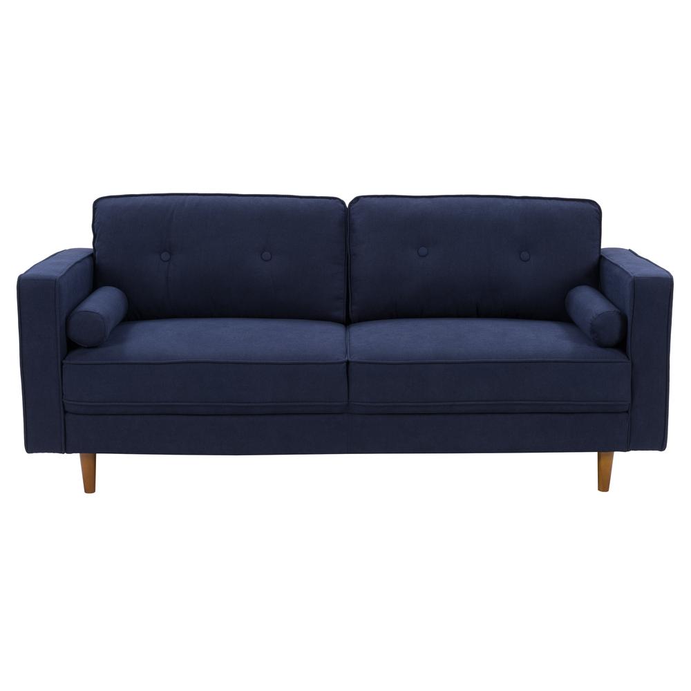 CorLiving Mulberry Fabric Upholstered Modern Sofa, Navy Blue. Picture 1