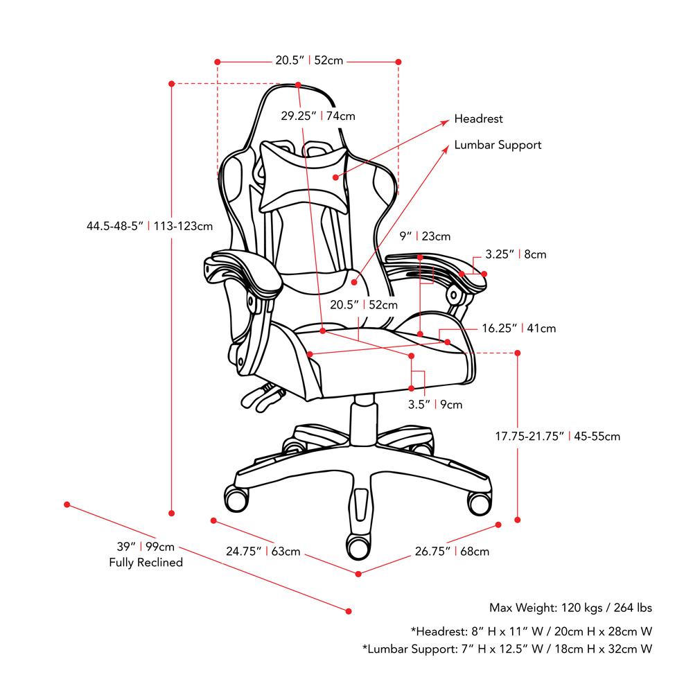 CorLiving Ravagers Gaming Chair in Black and White. Picture 8