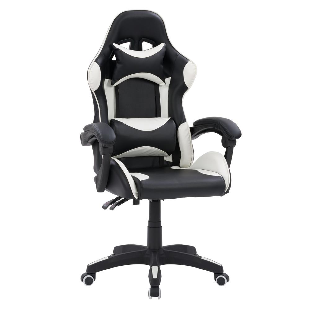 CorLiving Ravagers Gaming Chair in Black and White. Picture 3