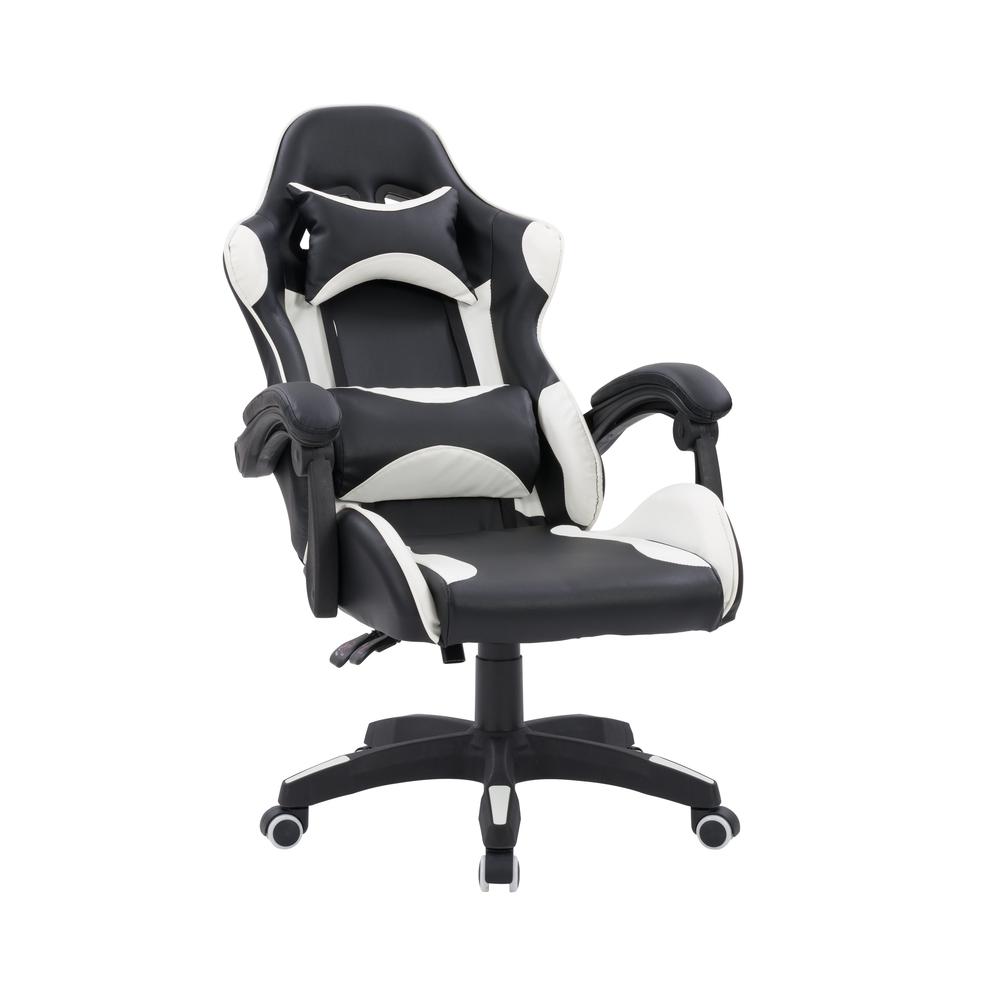 CorLiving Ravagers Gaming Chair in Black and White. Picture 4