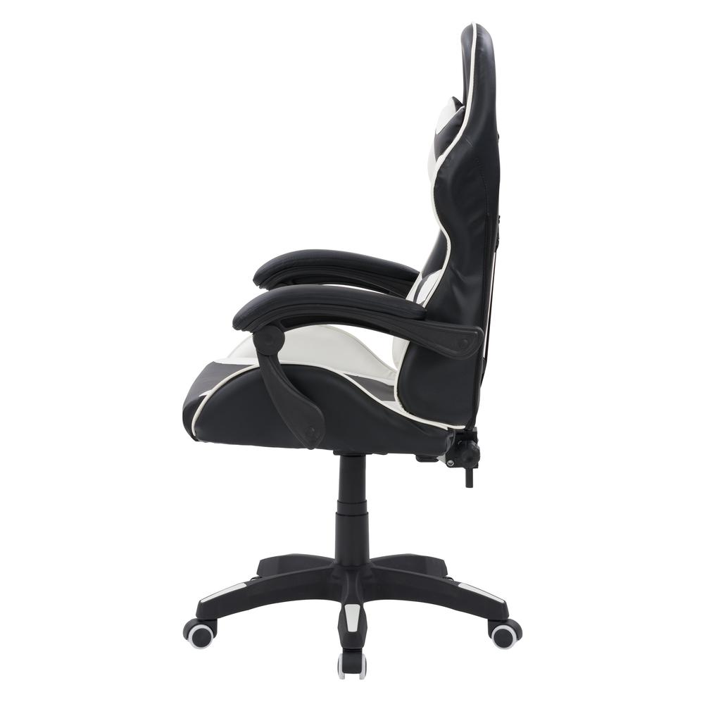CorLiving Ravagers Gaming Chair in Black and White. Picture 7