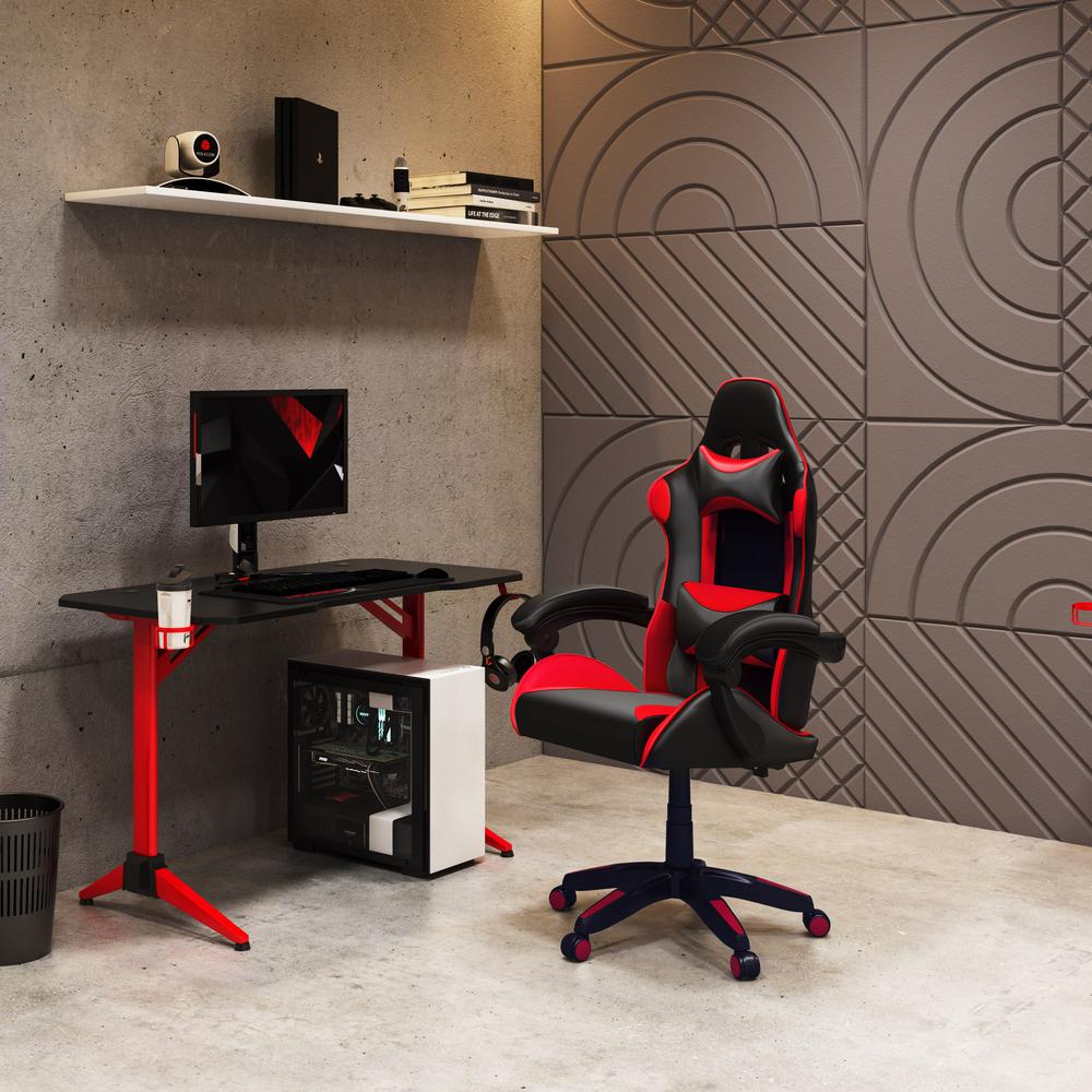 CorLiving Ravagers Gaming Chair in Black and Red. Picture 2