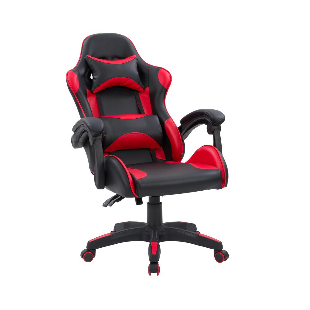 CorLiving Ravagers Gaming Chair in Black and Red. Picture 4