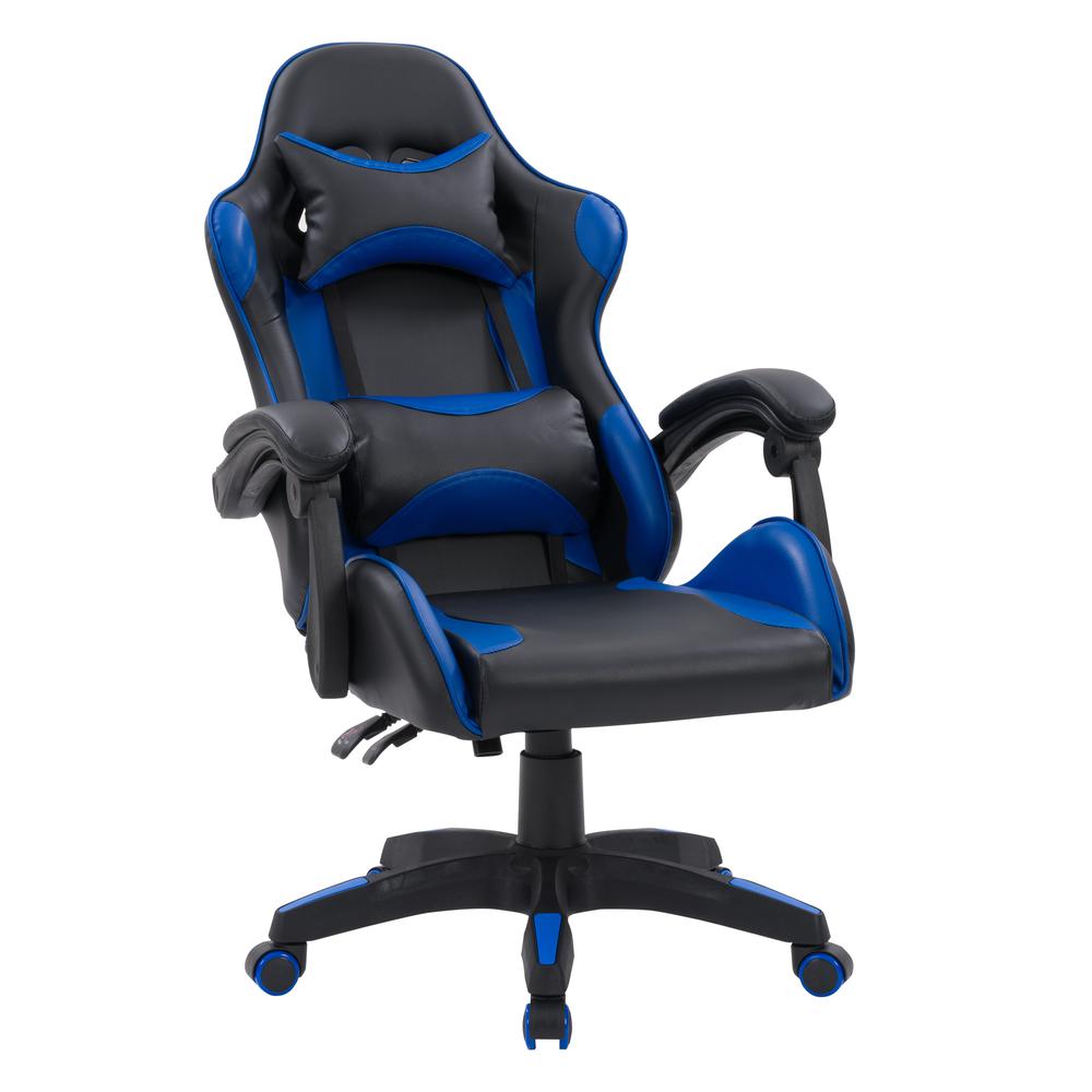 CorLiving Ravagers Gaming Chair in Black and Blue. Picture 4