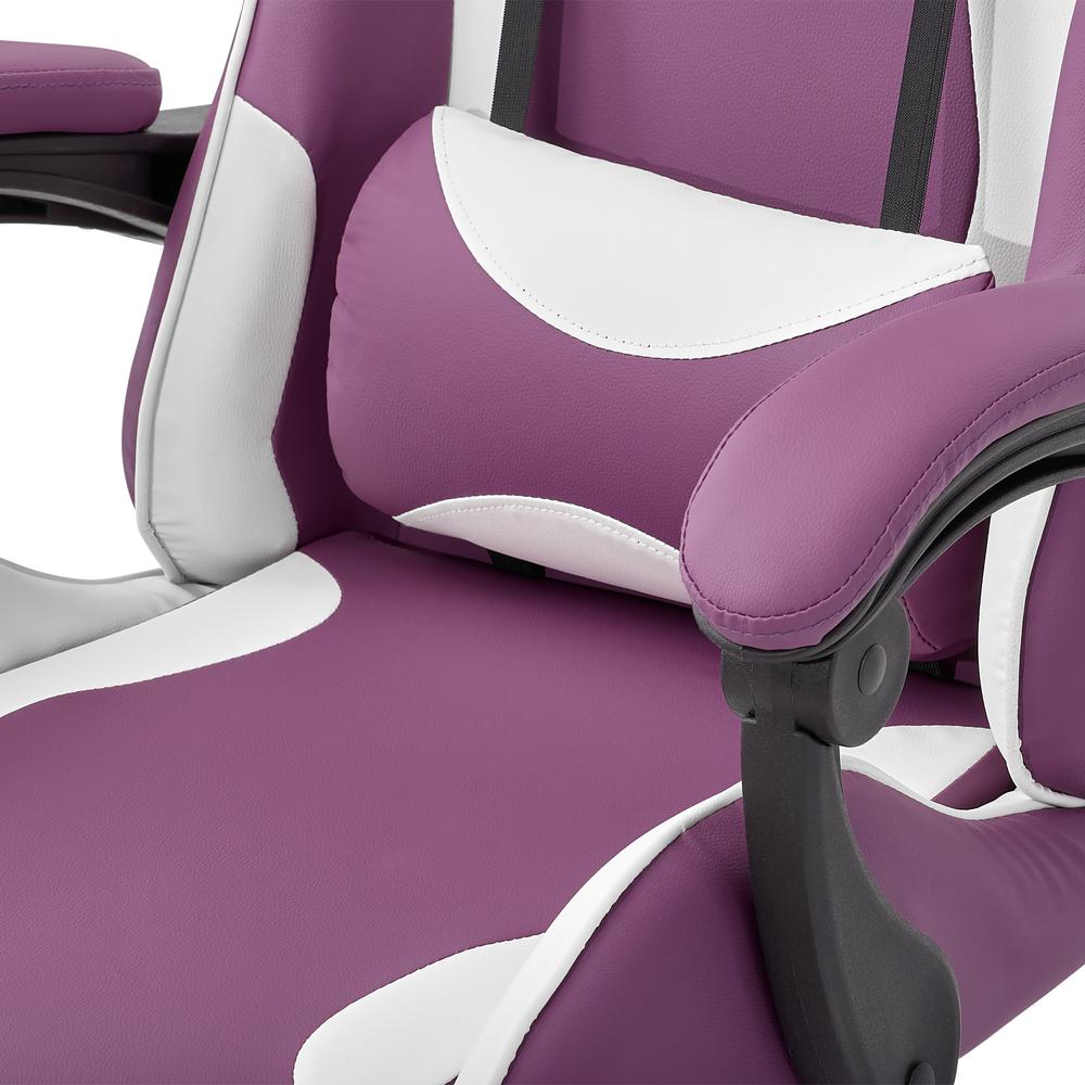 CorLiving Ravagers Gaming Chair in Purple and White Purple. Picture 10