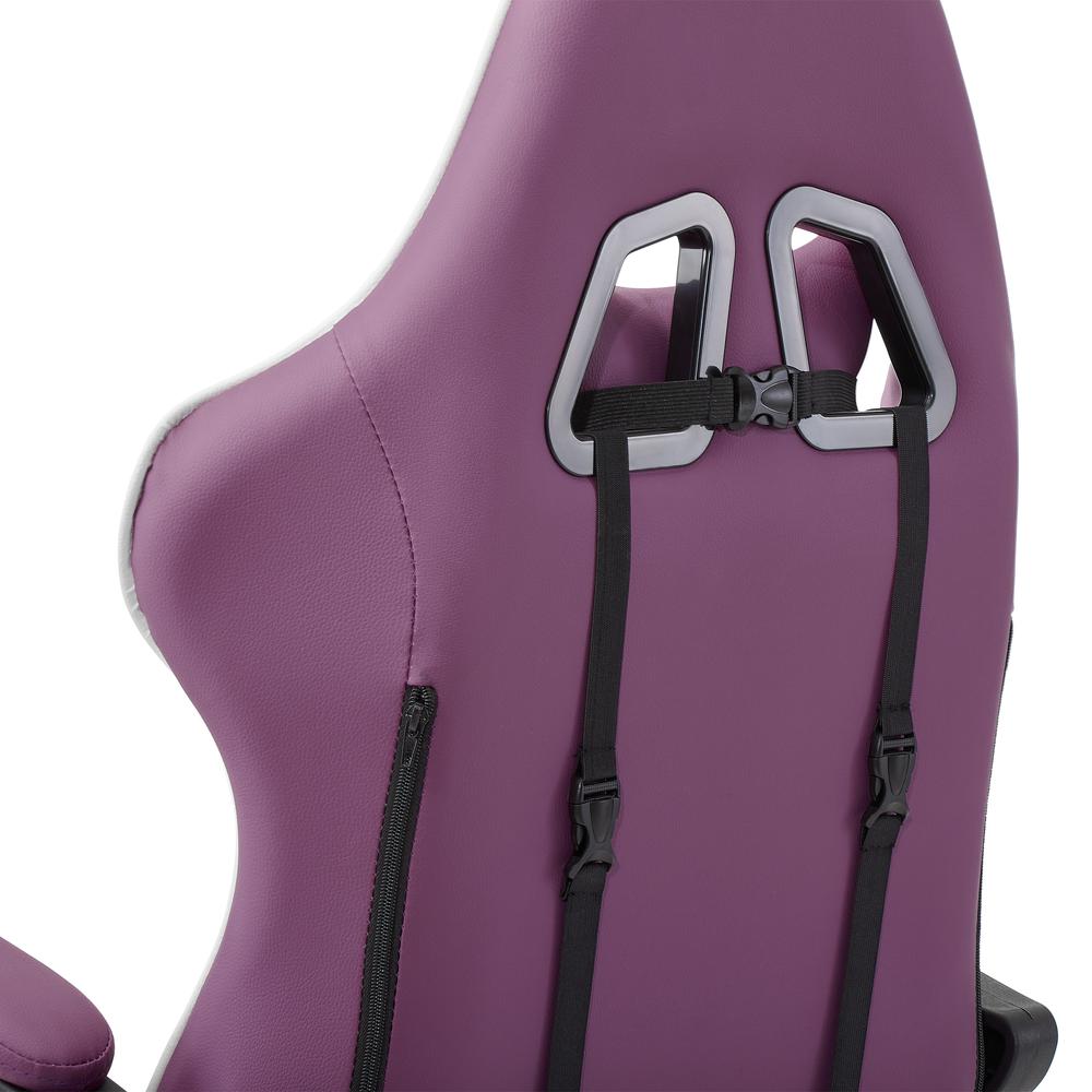 CorLiving Ravagers Gaming Chair in Purple and White Purple. Picture 11